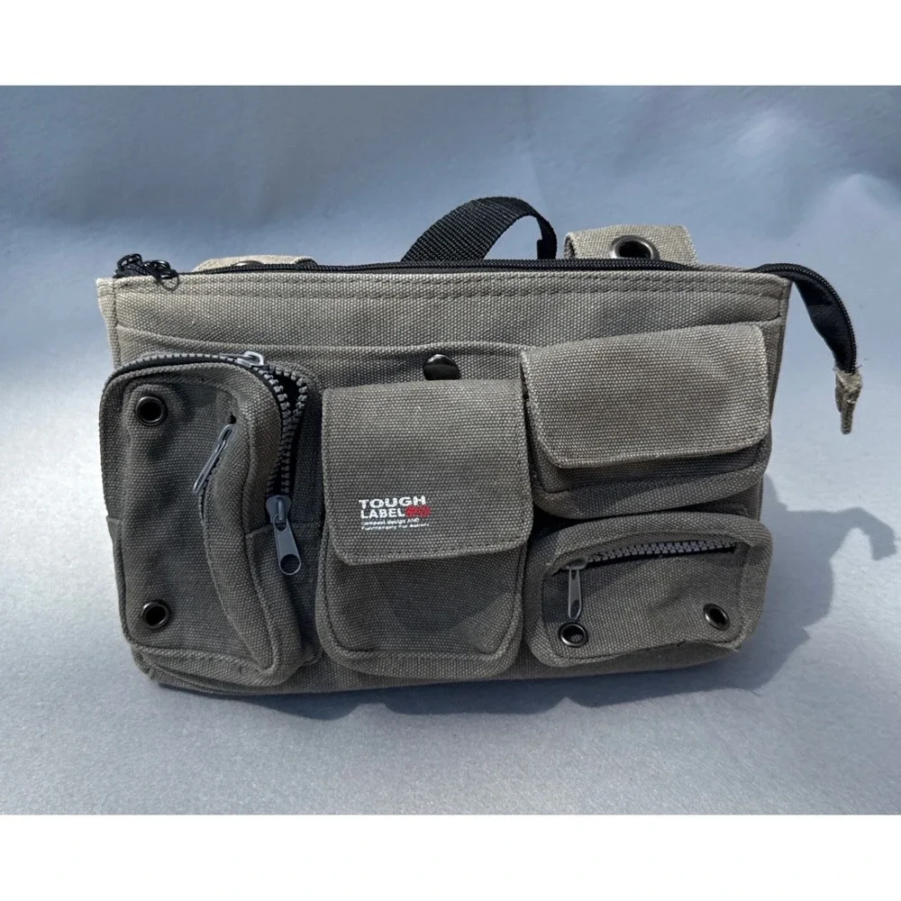 Tough Label Canvas Utility Bag Durable Olive Multi Pocket Tool Tactical 11